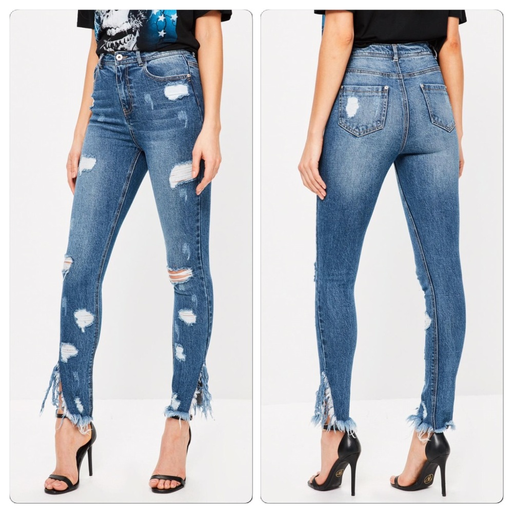 Distressed high waisted ripped jeans 2R